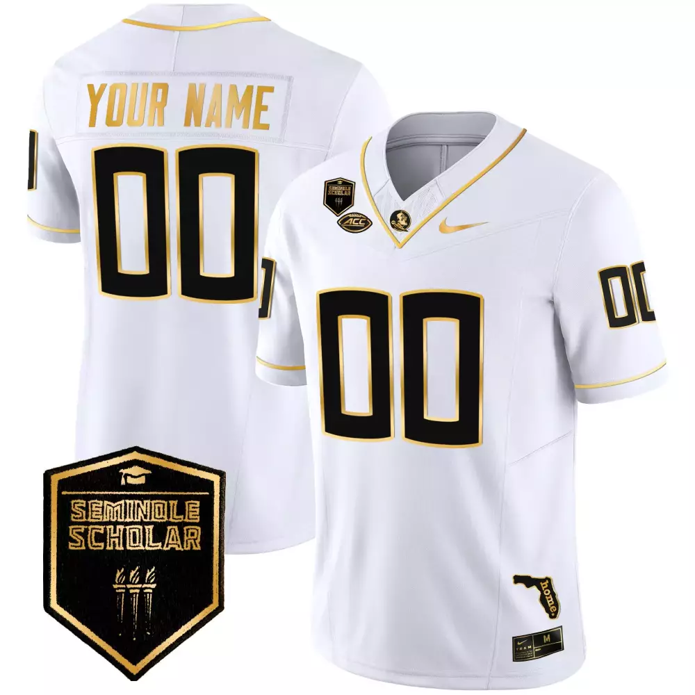 white gold men florida state seminoles gold vapor custom jersey all stitched