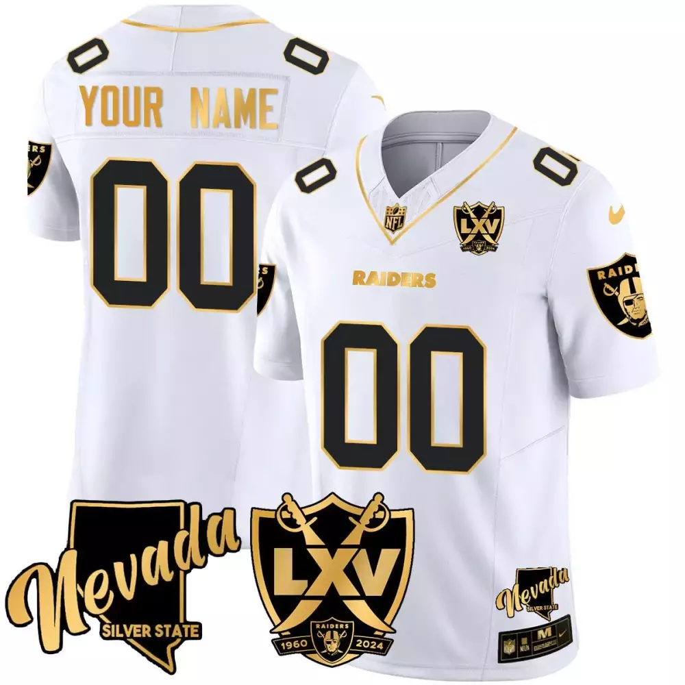 split youth las vegas raiders inaugural season patch gold split custom name and number all stitched