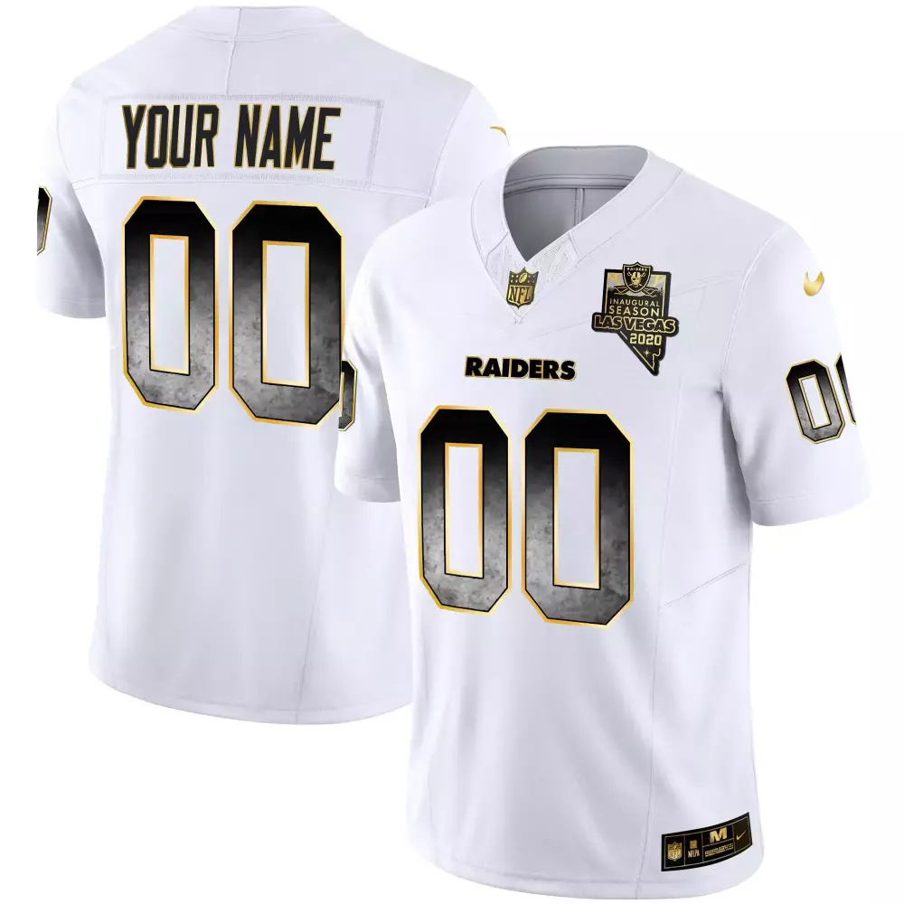 split youth las vegas raiders inaugural season patch gold split custom name and number all stitched