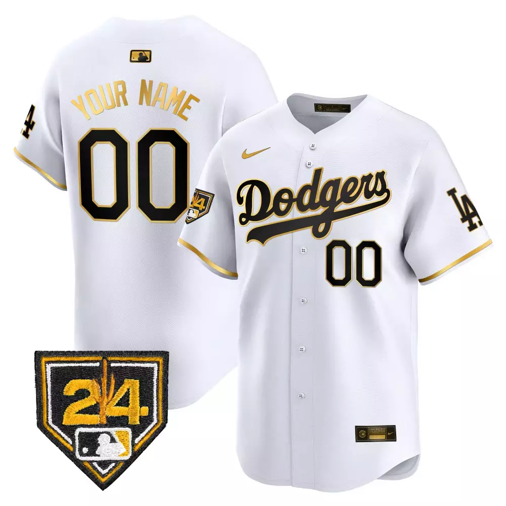 Men's Los Angeles Dodgers 2024 Spring Training Patch Custom Jersey | White Gold Stitched | Limited Edition Fan Gear for Men, Women & Youth
