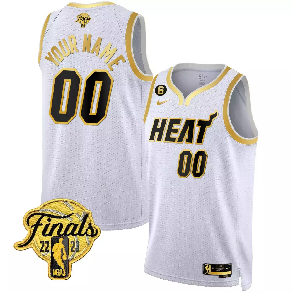 white gold men miami heat 2023 finals patch collection custom jersey all stitched