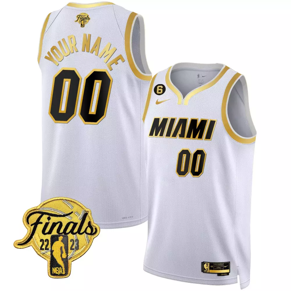 white gold men miami heat 2023 finals patch collection custom jersey all stitched