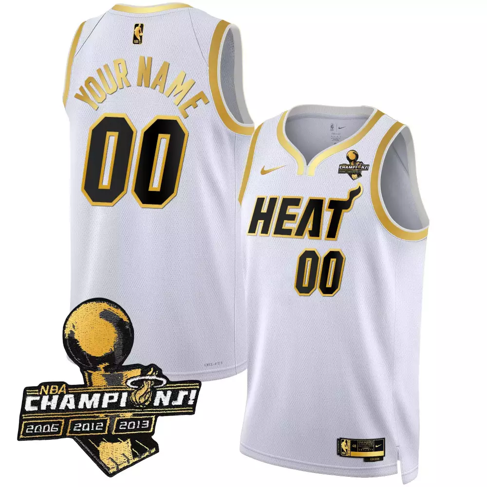 white gold men miami heat 2023 finals patch collection custom jersey all stitched