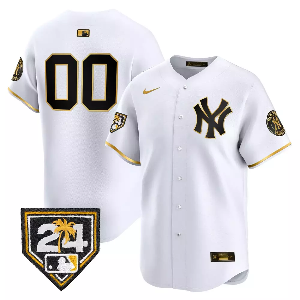 white gold men new york yankees 2024 spring training patch vapor premier limited custom jersey v4 all stitched