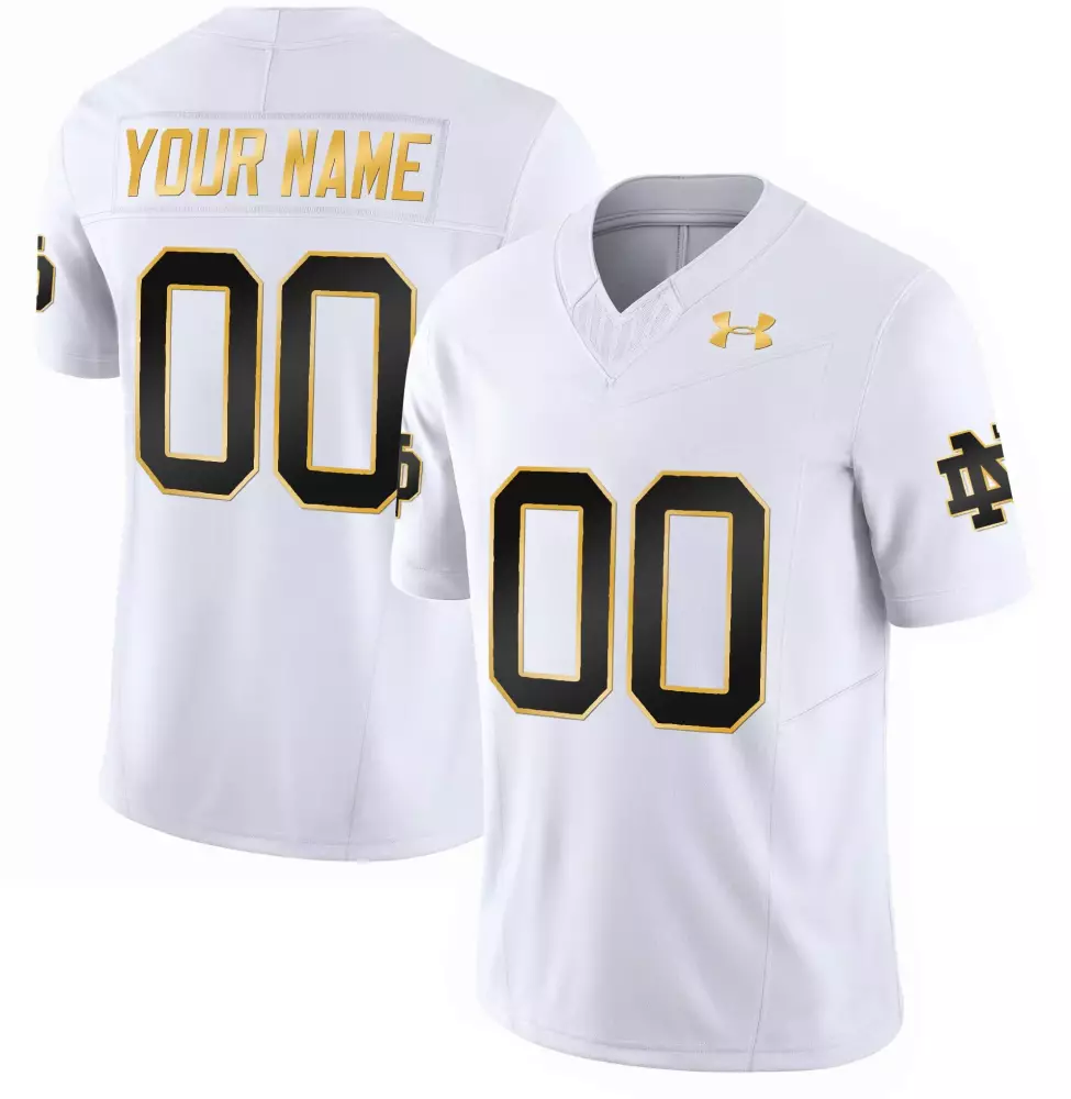 white gold men notre dame fighting irish gold vapor limited custom jersey all stitched