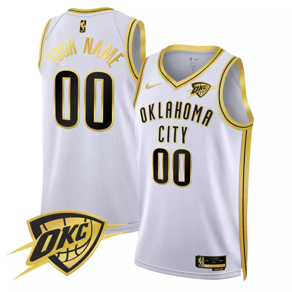 white gold men oklahoma city thunder swingman custom jersey oklahoma patch all stitched