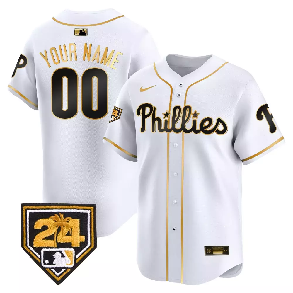 white gold men philadelphia phillies 2024 nl east division champions gold vapor premier limited custom jersey all stitch