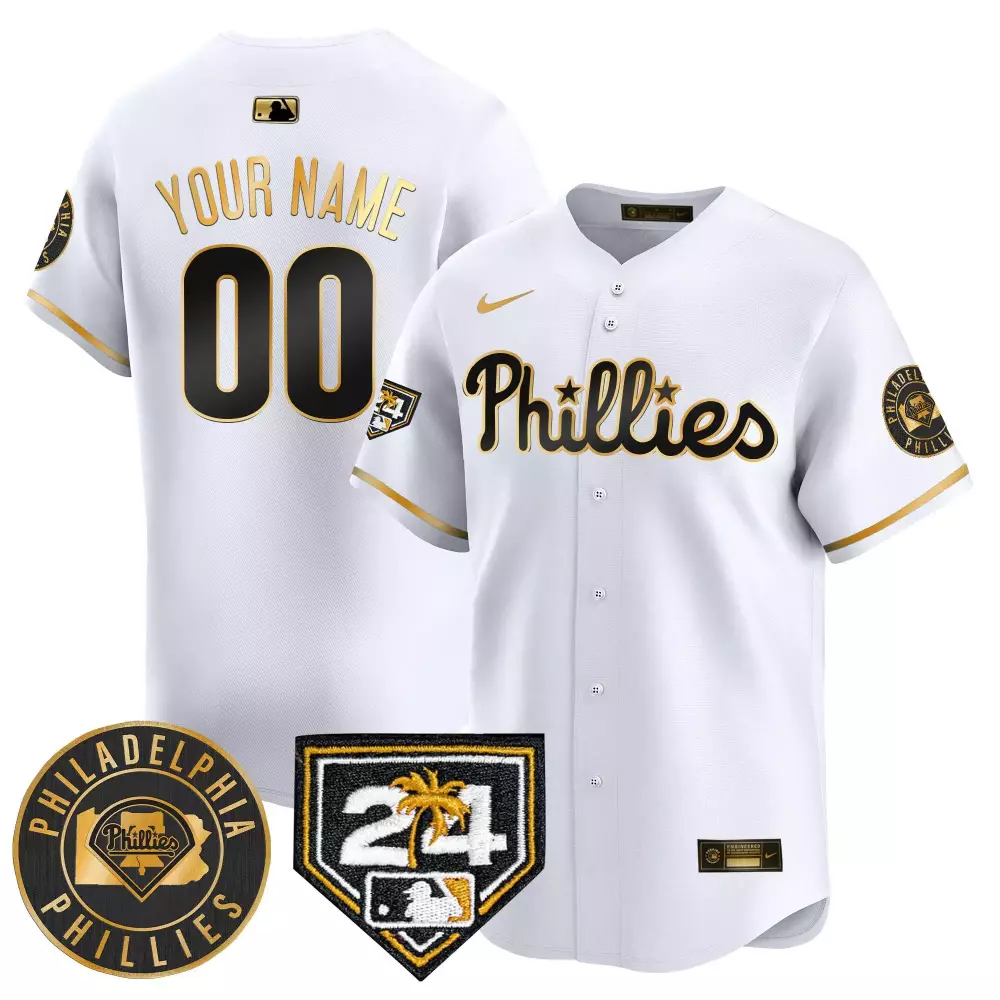 white gold men philadelphia phillies 2024 nl east division champions gold vapor premier limited custom jersey all stitch