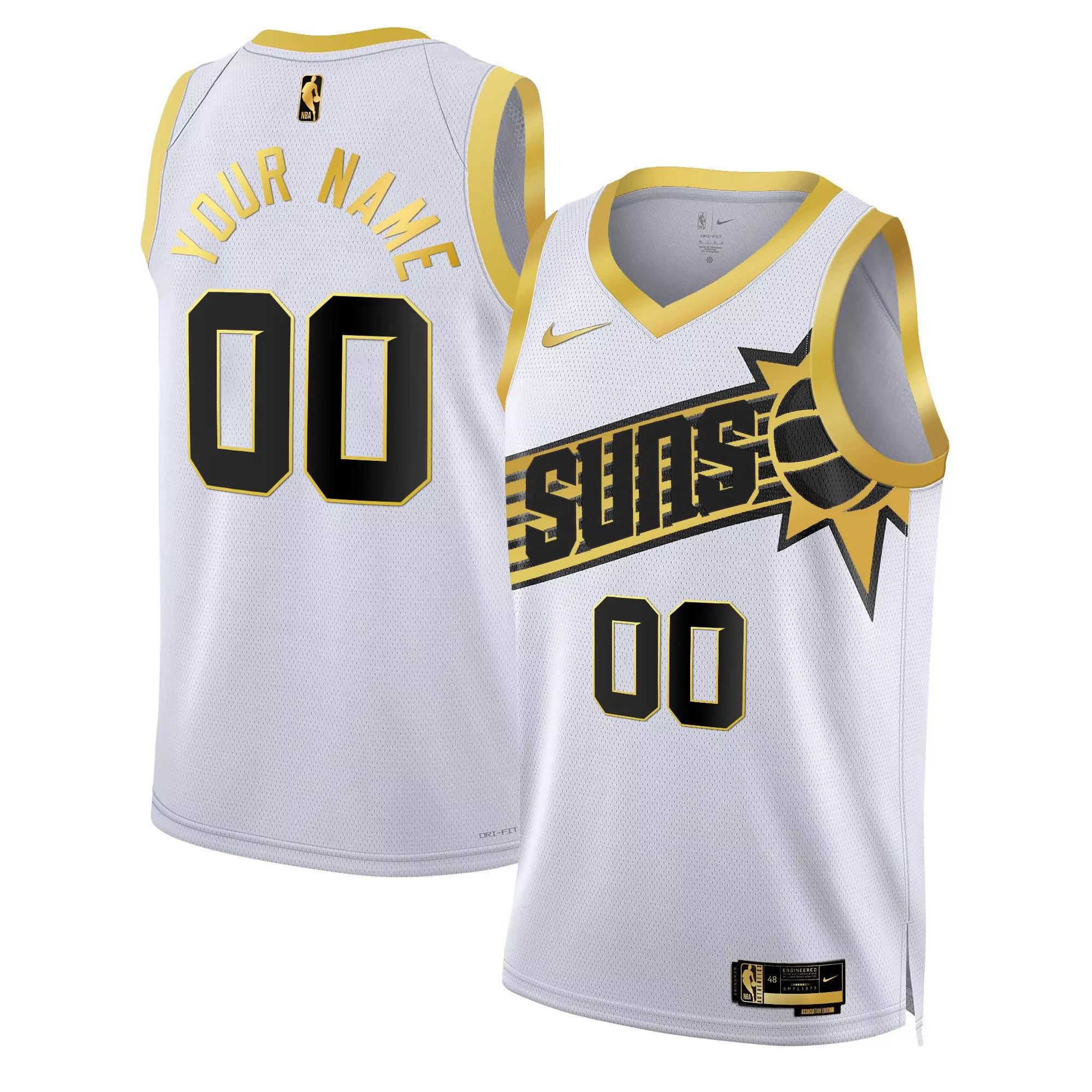 white gold men phoenix suns swingman custom jersey all stitched