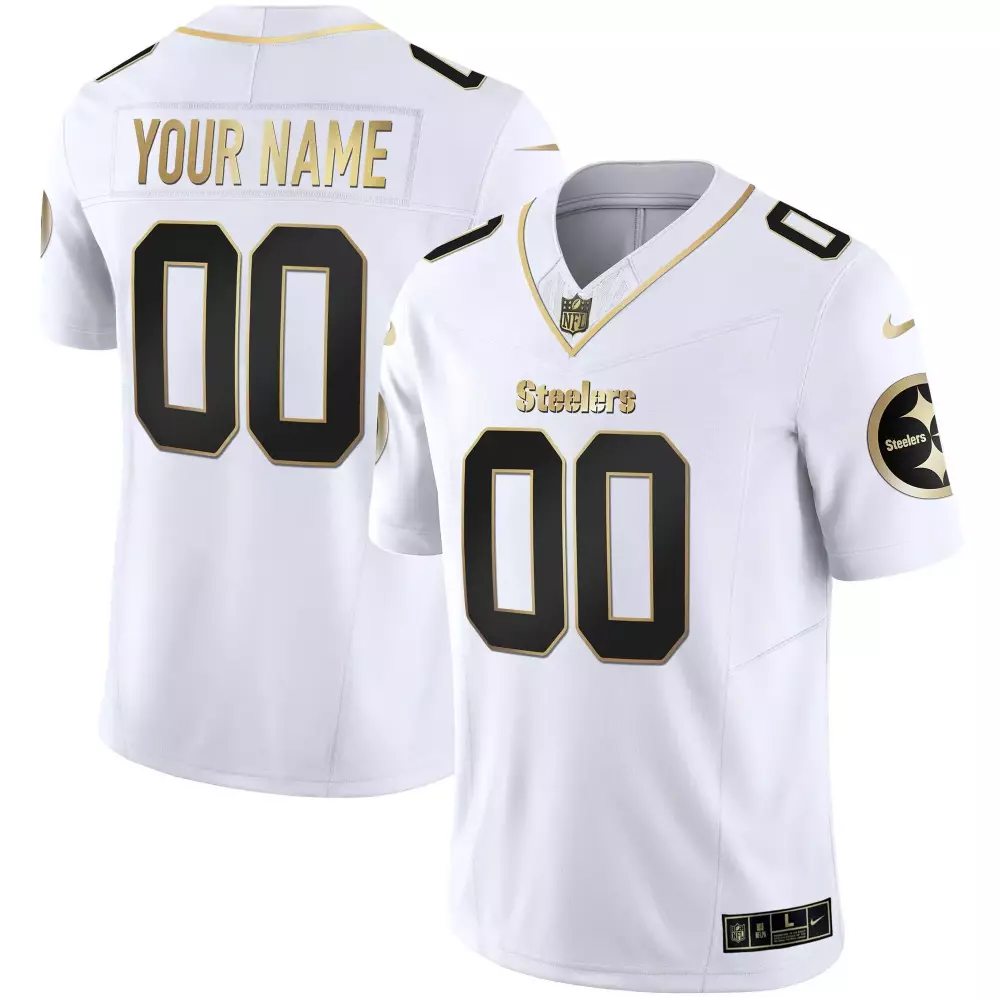 white gold men pittsburgh steelers gold vapor custom jersey all stitched