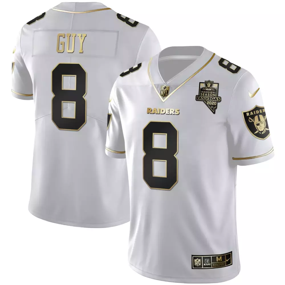 white gold men las vegas raiders inaugural season patch gold split custom name and number all stitched