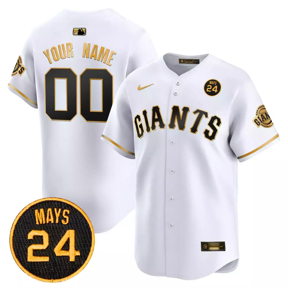 white gold men san francisco giants 2024 willie mays patch vapor premier limited custom jersey all stitched