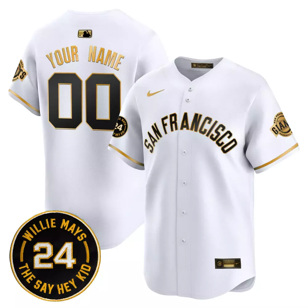 white gold men san francisco giants 2024 willie mays patch vapor premier limited custom jersey all stitched