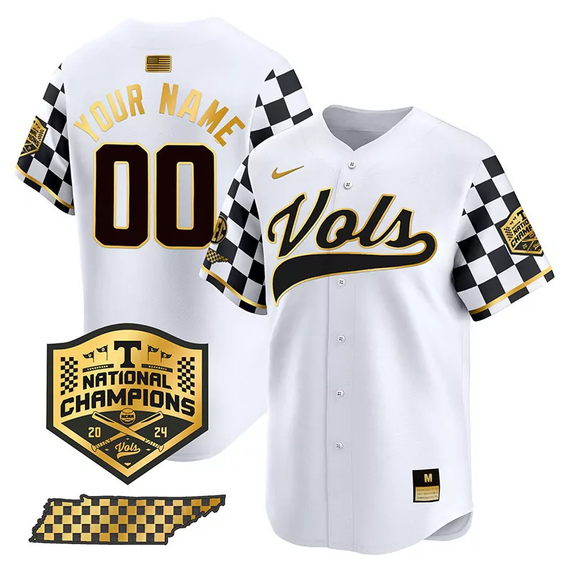 white gold men tennessee volunteers 2024 college world series vapor premier limited custom jersey v2 all stitched