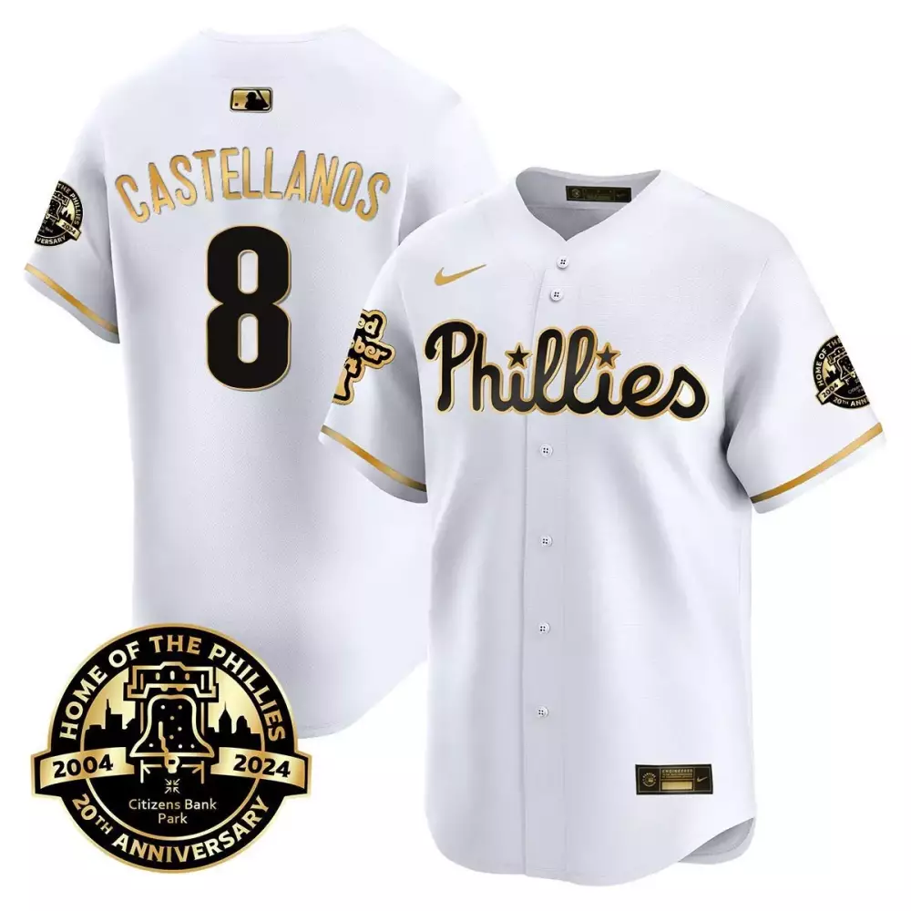 white gold nick castellanos philadelphia phillies blue 2024 city connect limited jersey
