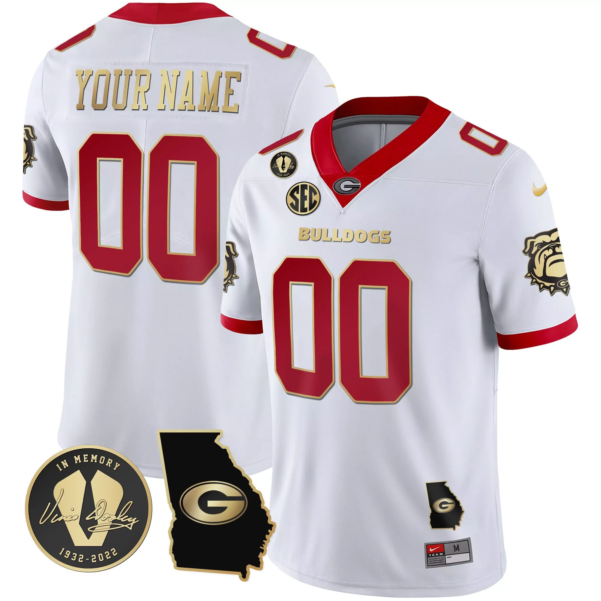 white gold trim youth georgia bulldogs 2023 vapor custom jersey georgia map all stitched