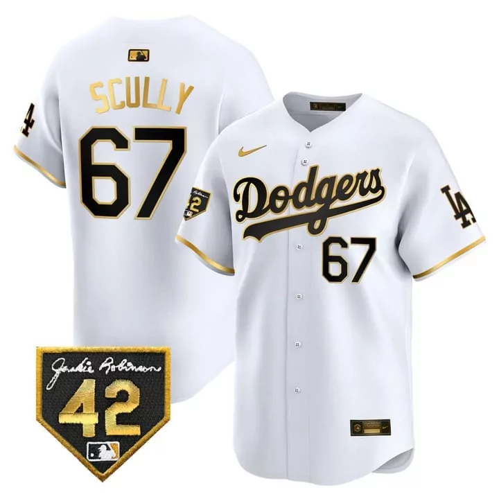 Vin Scully Dodgers 2024 Jackie Robinson Jersey | Limited Edition Stitched Fan Gear | For Men, Women & Youth