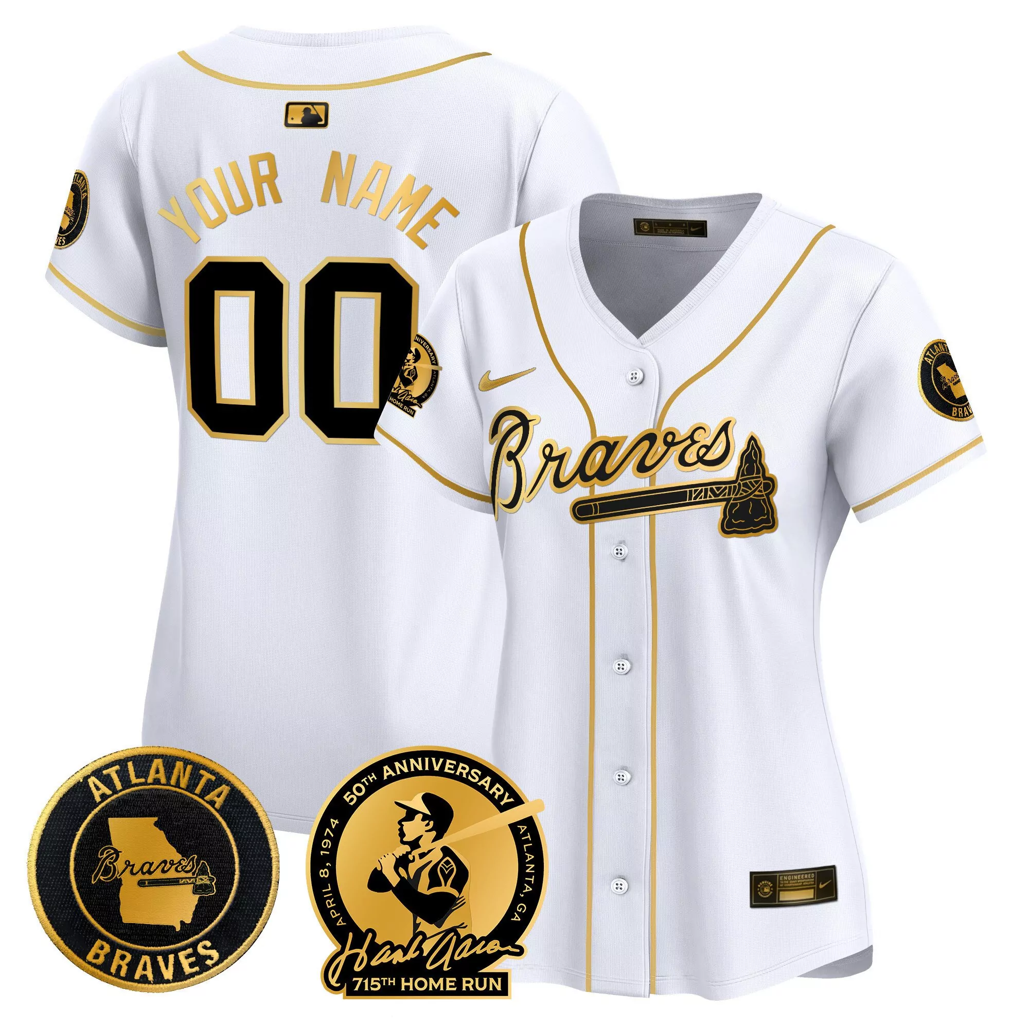 white gold women atlanta braves atliens vapor premier limited custom jersey all stitched