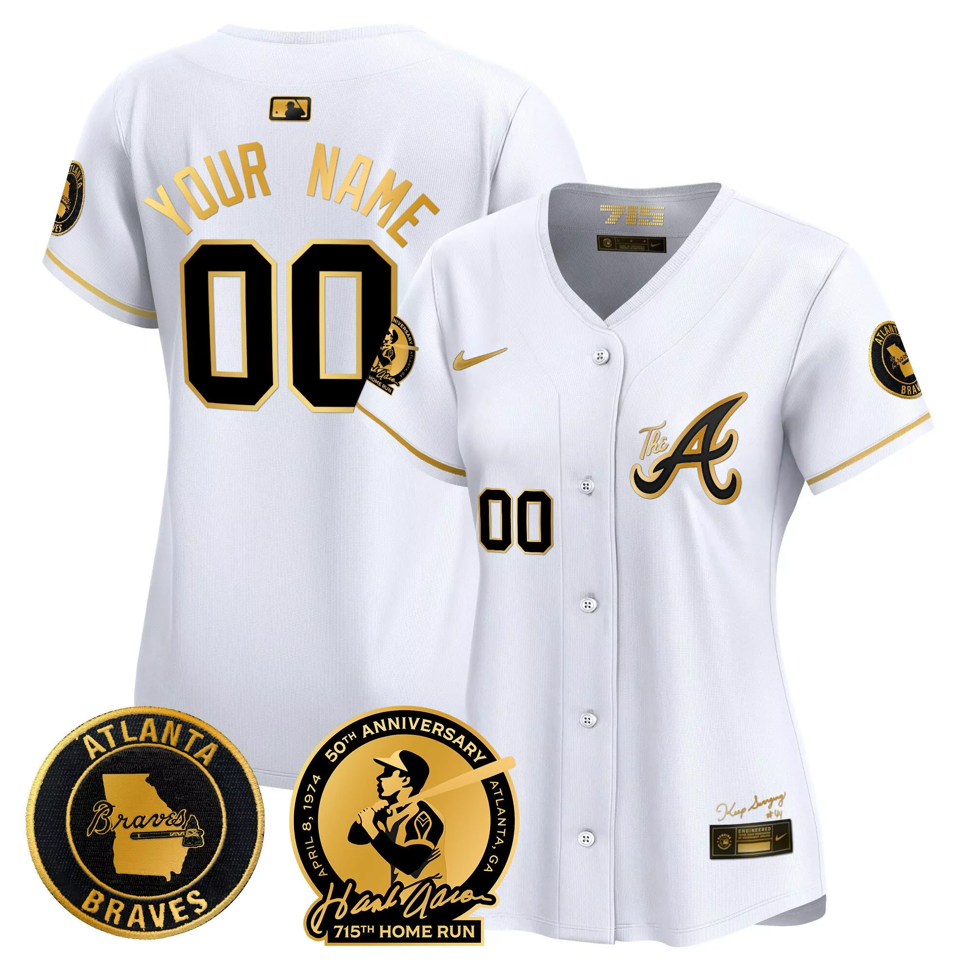 white gold women atlanta braves atliens vapor premier limited custom jersey all stitched