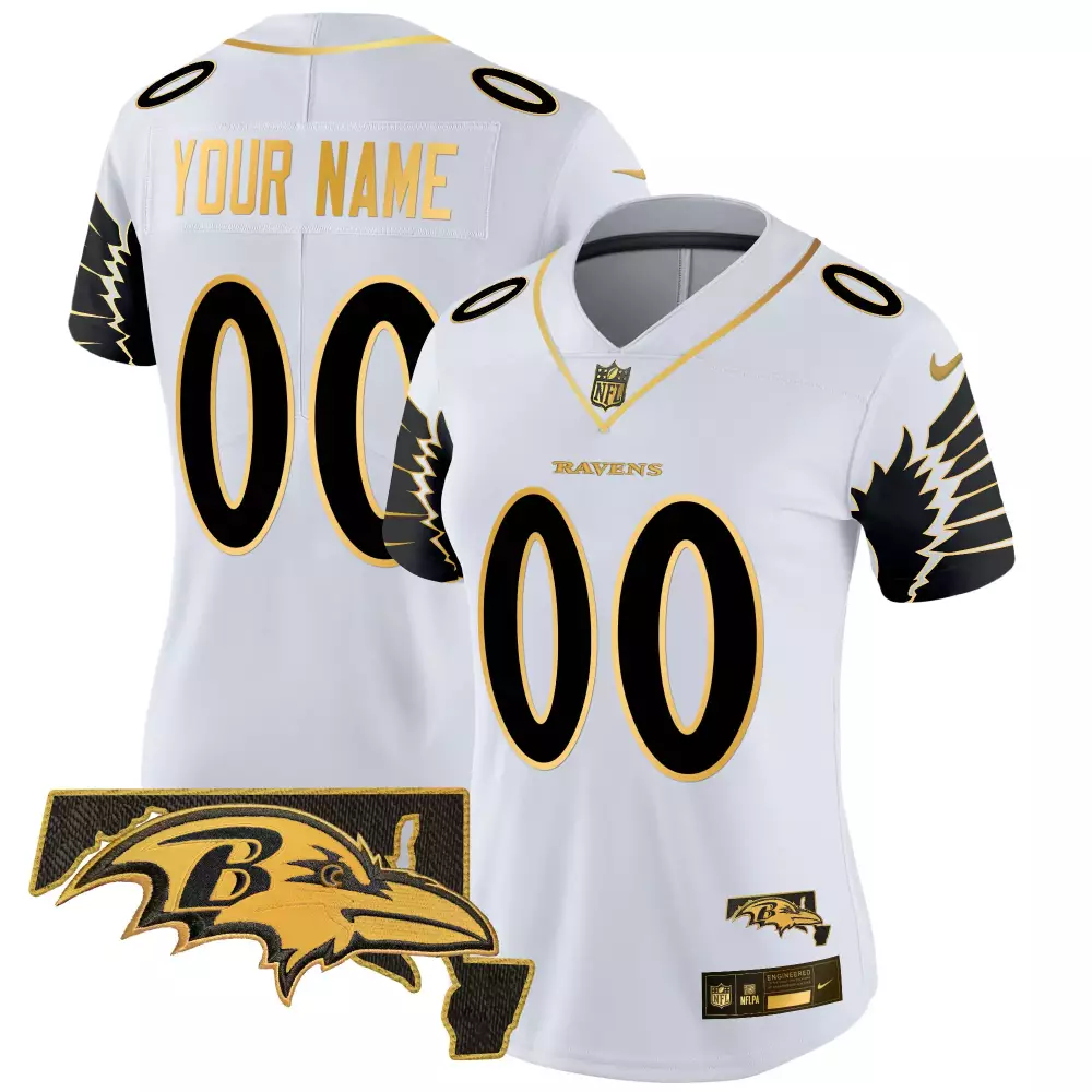 white gold men baltimore ravens vapor gold custom name and number all stitched