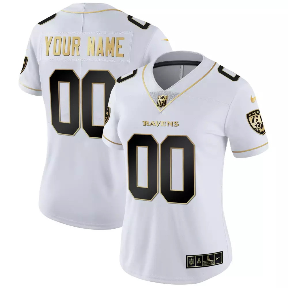 white gold women baltimore ravens vapor gold custom name and number all stitched
