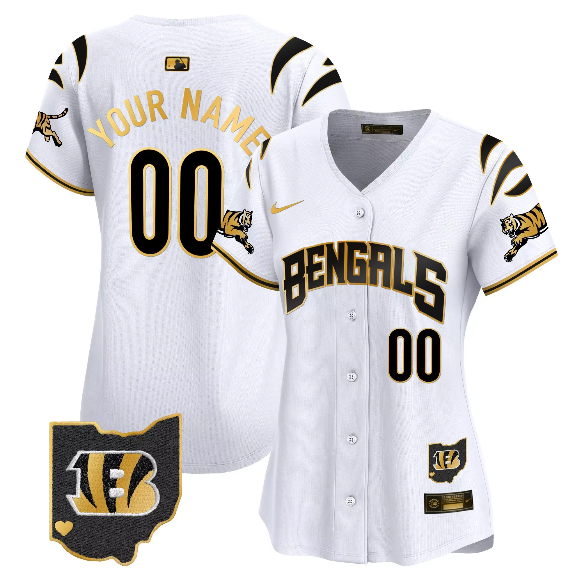 white gold men cincinnati bengals ohio patch vapor limited gold custom jersey all stitched