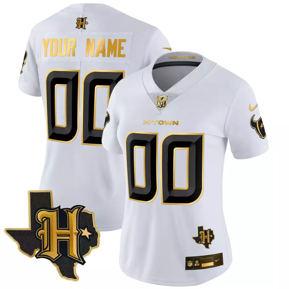 white gold men houston texans gold vapor limited custom jersey all stitched