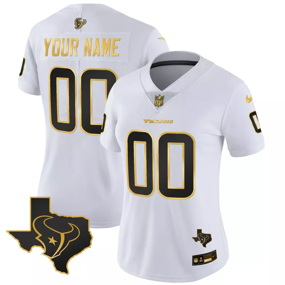 white gold men houston texans gold vapor limited custom jersey all stitched