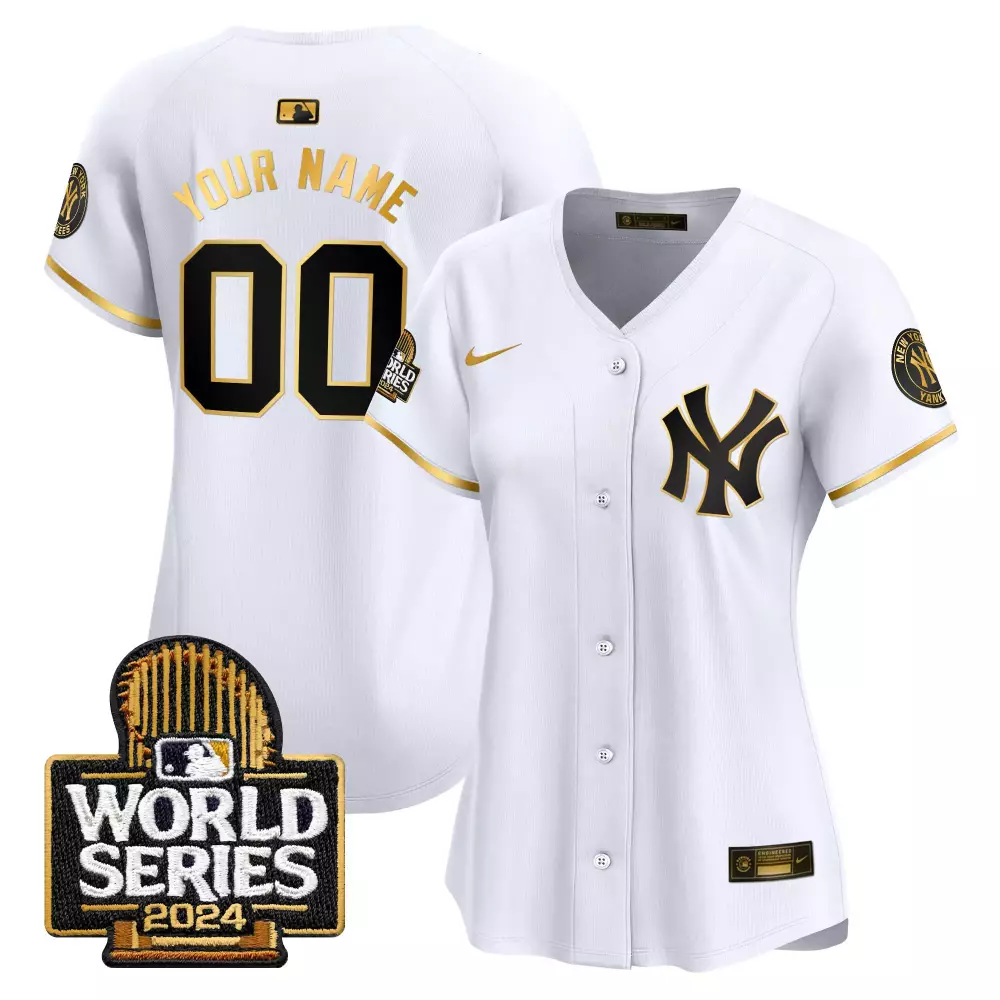 white gold women new york yankees 2024 world series vapor premier limited custom jersey all stitched