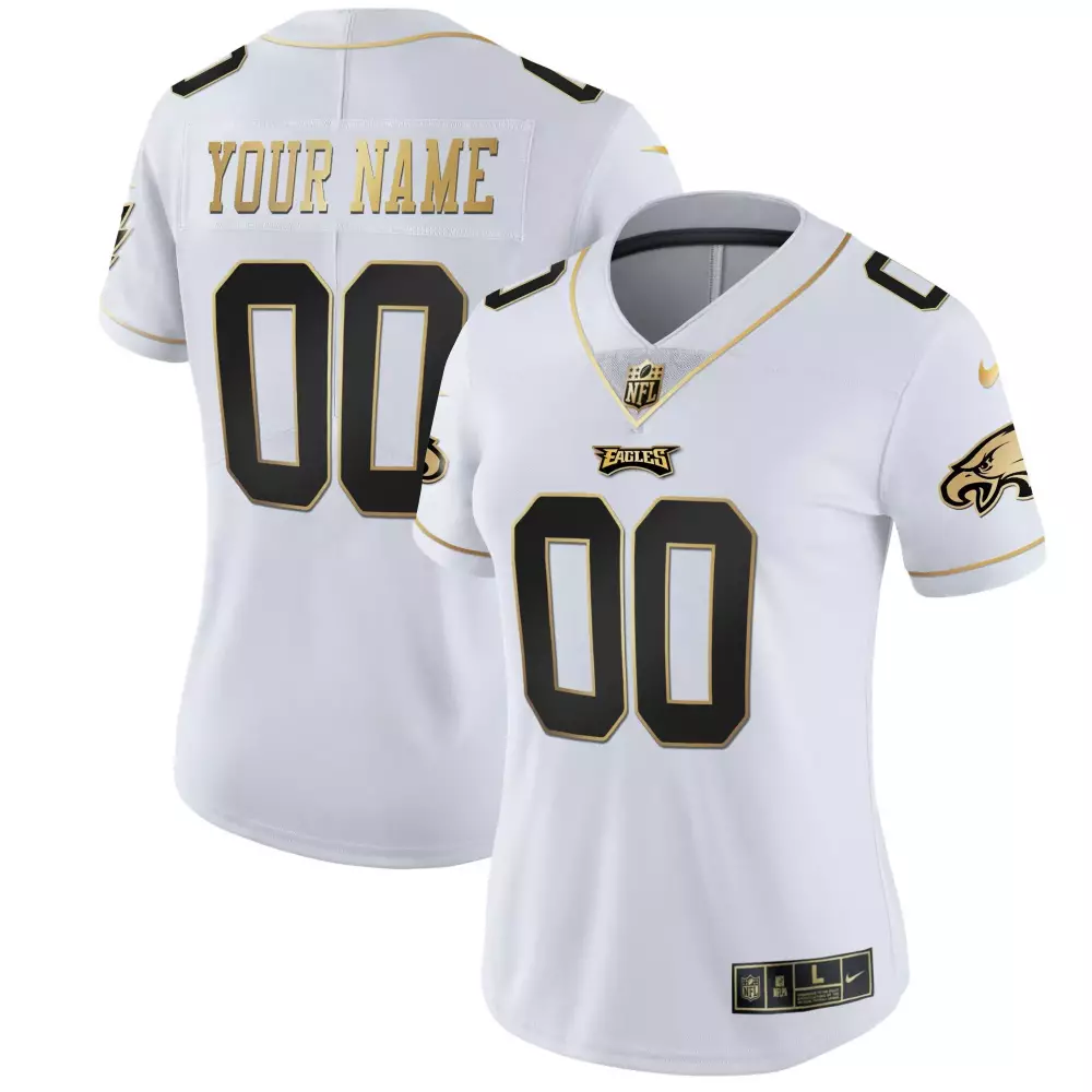 white gold women philadelphia eagles 2024 nfc east division champions gold vapor limited custom jersey all stitched