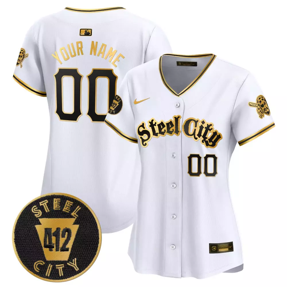 white gold women pittsburgh pirates 412 patch vapor premier limited custom jersey v5 all stitched