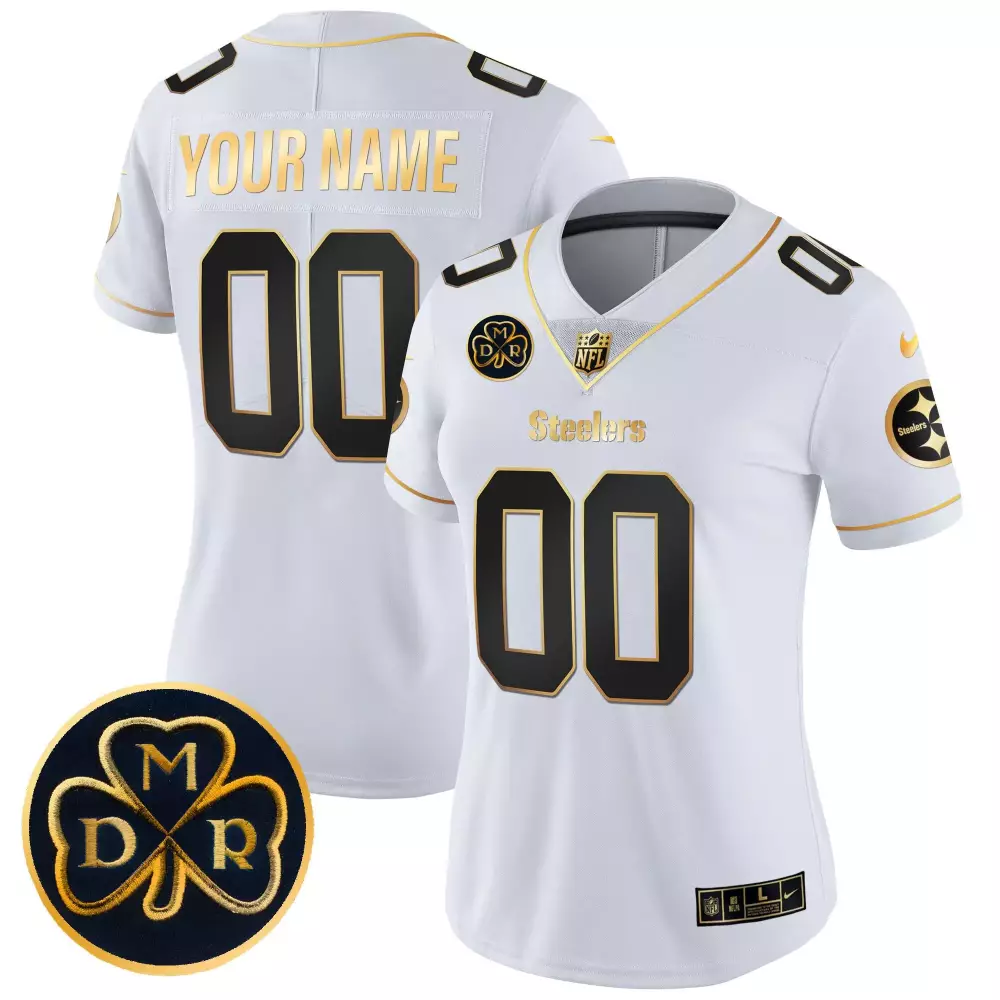 white gold women pittsburgh steelers dmr patch gold vapor limited custom jersey all stitched