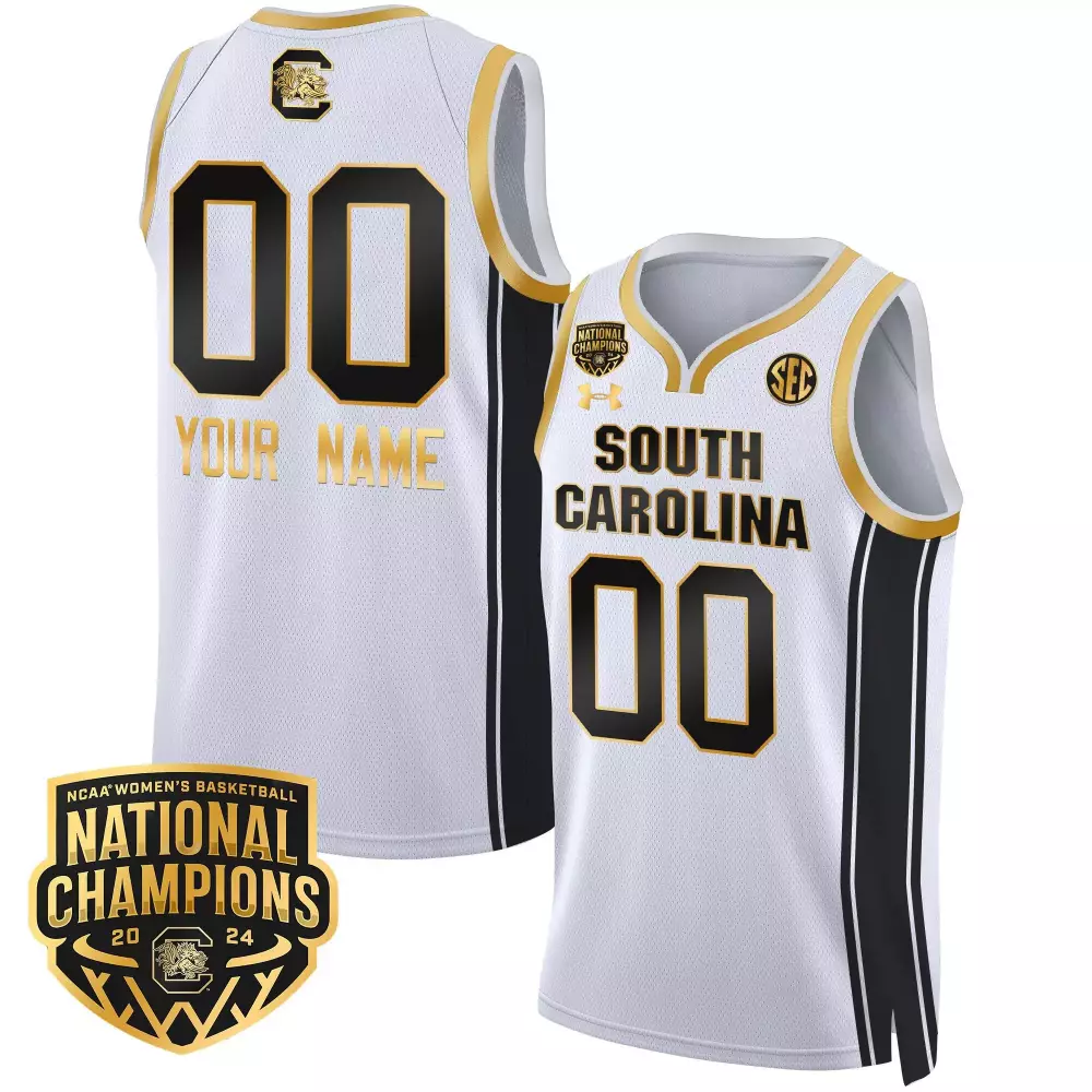 white gold men south carolina gamecocks custom name number jersey all stitched