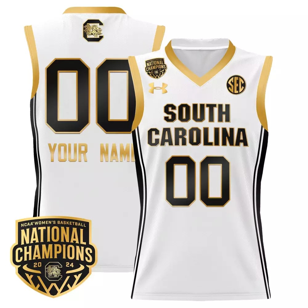 white gold men south carolina gamecocks custom name number jersey all stitched