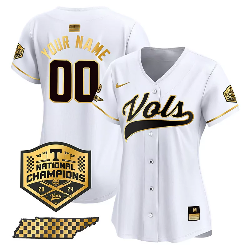 white gold men tennessee volunteers checkerboard 2024 tournament champions vapor premier limited custom jersey all stitc