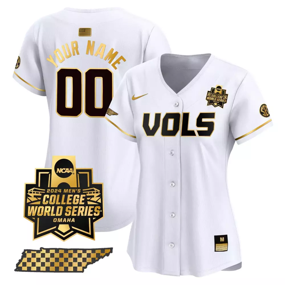 white gold men tennessee volunteers checkerboard 2024 tournament champions vapor premier limited custom jersey all stitc