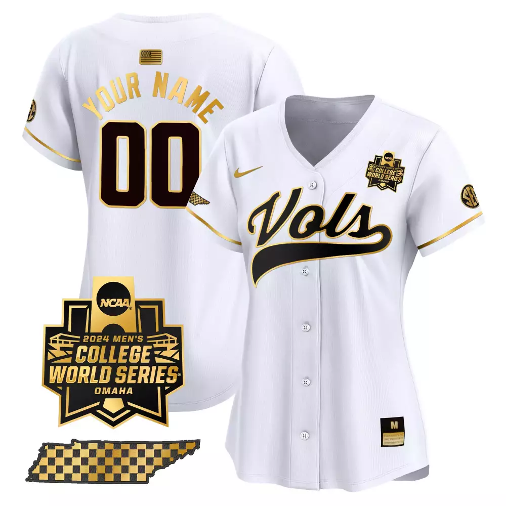 white gold men tennessee volunteers checkerboard 2024 tournament champions vapor premier limited custom jersey all stitc