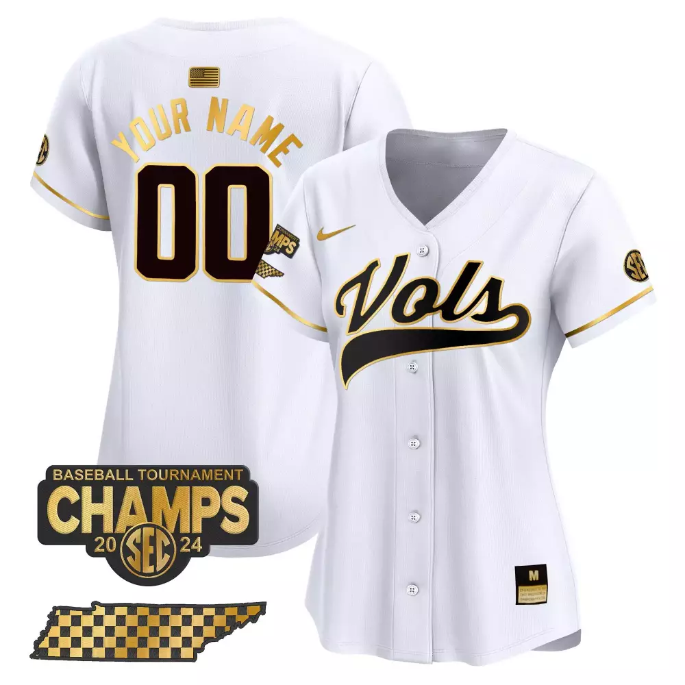 white gold women tennessee volunteers 2024 tournament champions vapor premier limited custom jersey all stitched