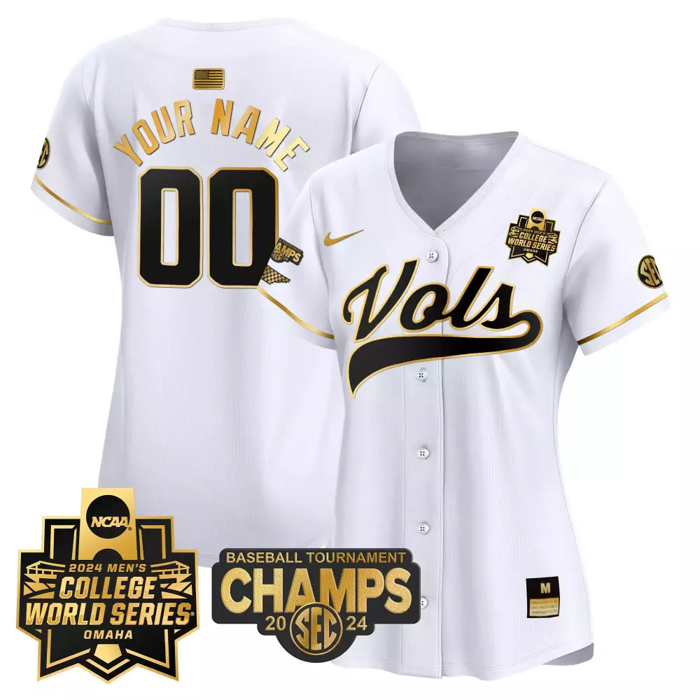 white gold women tennessee volunteers 2024 tournament champions vapor premier limited custom jersey all stitched