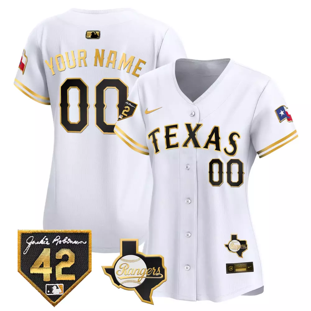 white gold women texas rangers 2024 jackie robinson patch vapor premier limited custom jersey all stitched