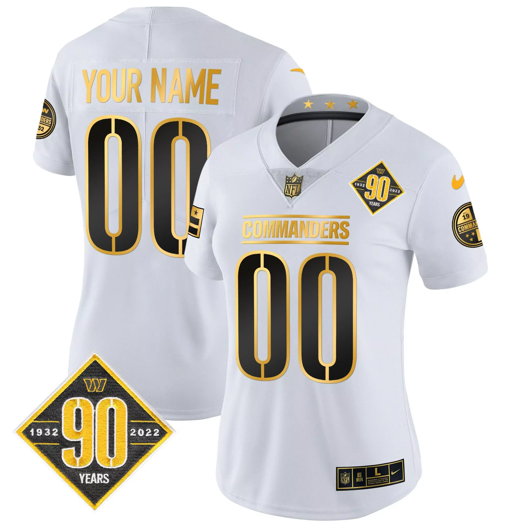 terry mclaurin white womens washington commanders 90th anniversary patch vapor limited jersey all stitched