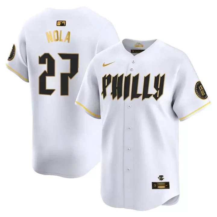 2024 City Connect Limited Jersey | Aaron Nola Philadelphia Phillies | White Gold Fan Gear for Youth