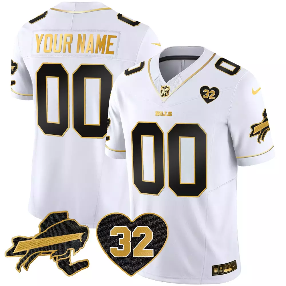 white gold youth buffalo bills gold and split custom name and number all stitched