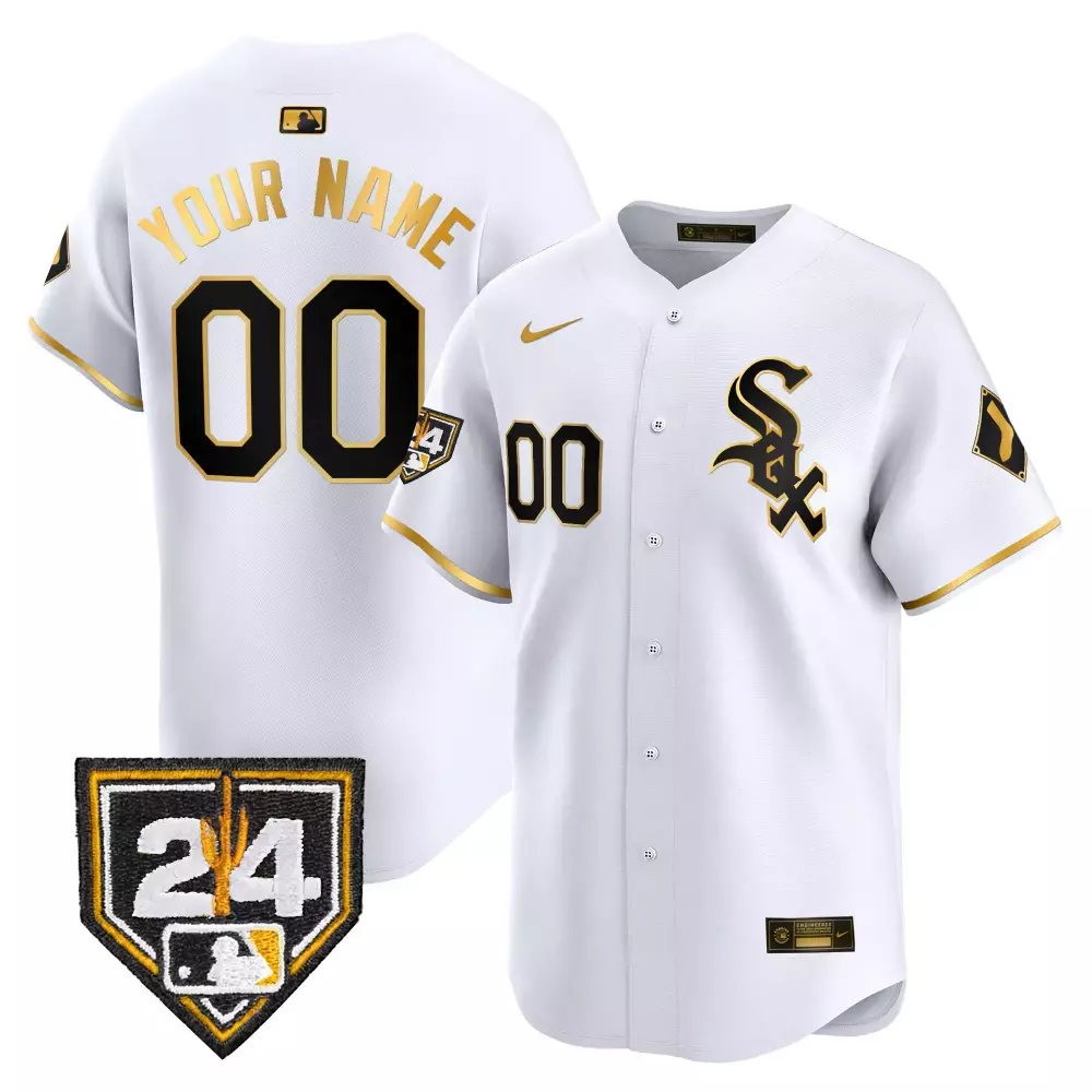 white gold youth chicago white sox 2024 spring training patch vapor premier limited custom jersey all stitched