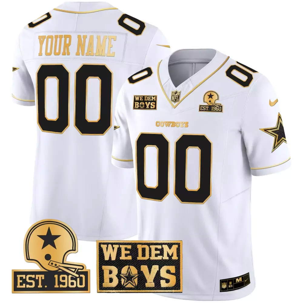 white gold youth dallas cowboys est 1960 we dem boyz patch gold vapor limited custom jersey all stitched