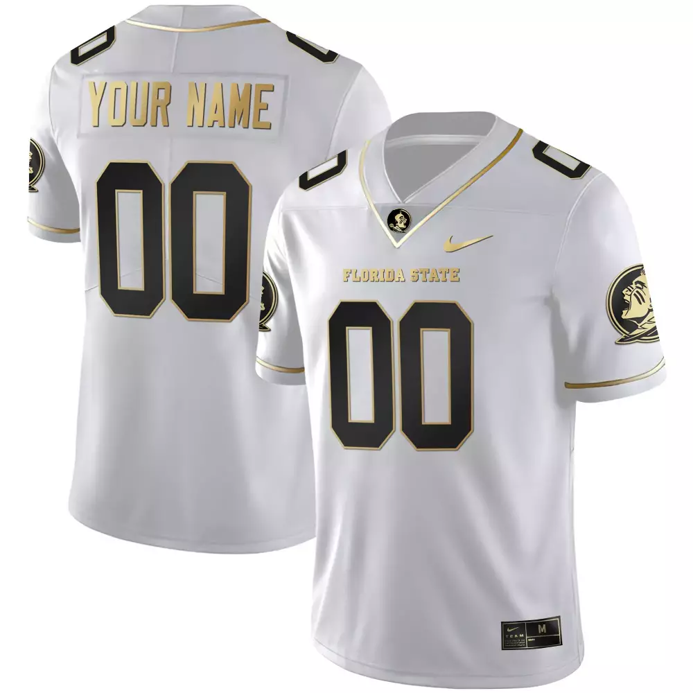 white gold men florida state seminoles gold vapor custom jersey all stitched