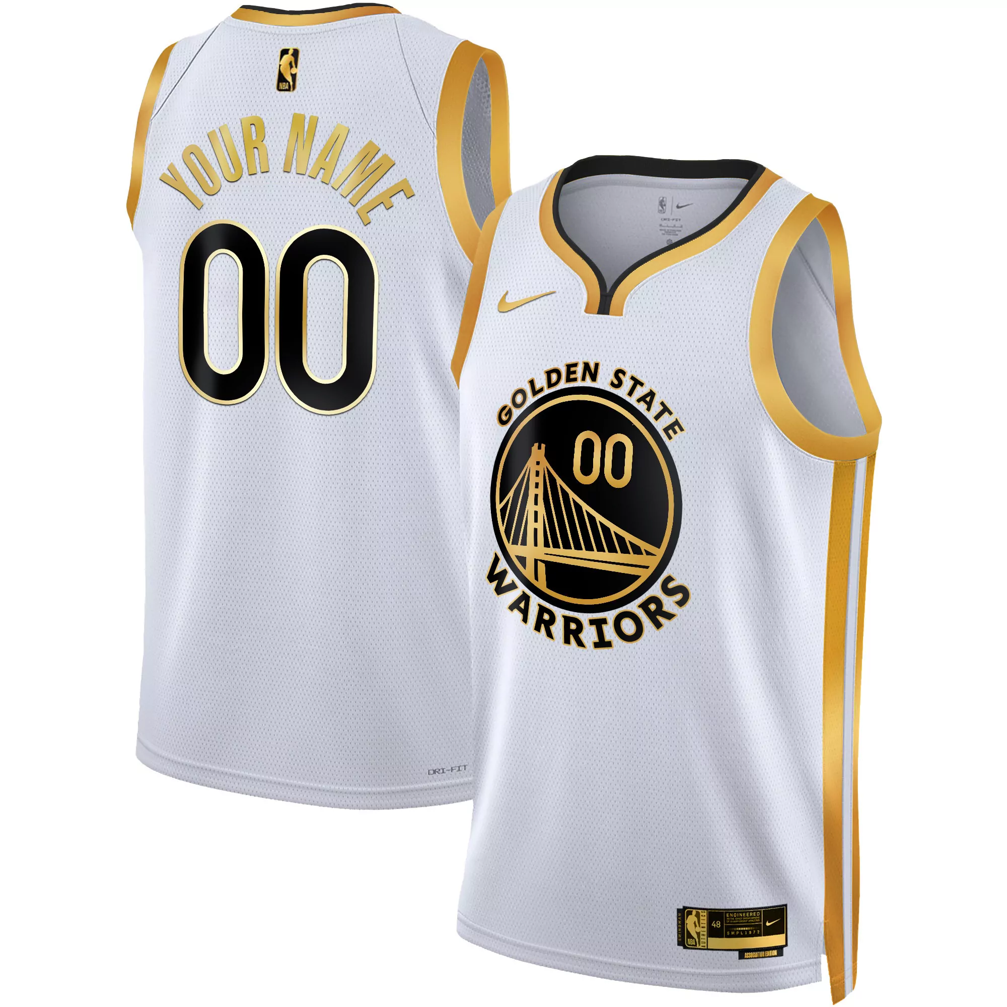 white gold youth golden state warriors 2025 swingman custom jersey all stitched
