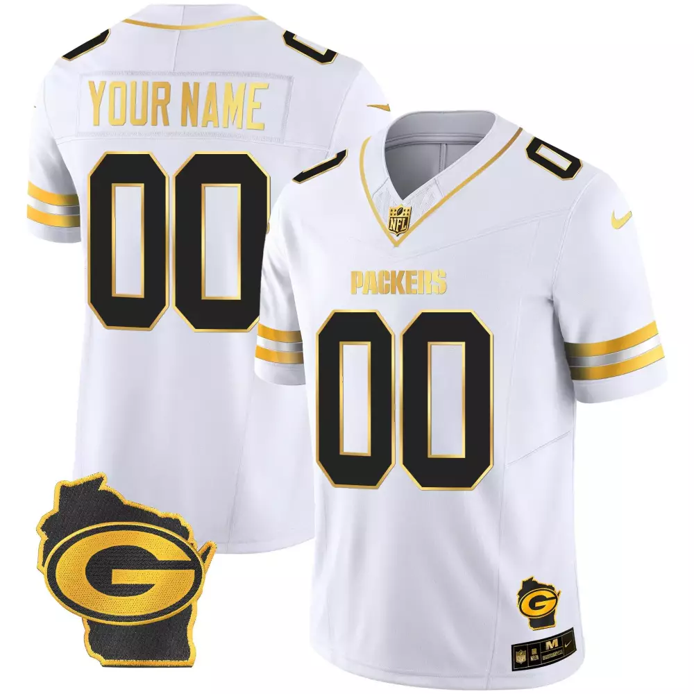 Green Bay Packers Youth Home Patch Gold Vapor Jersey | Stitched Custom Design | Fan Gear | For Men, Women & Youth