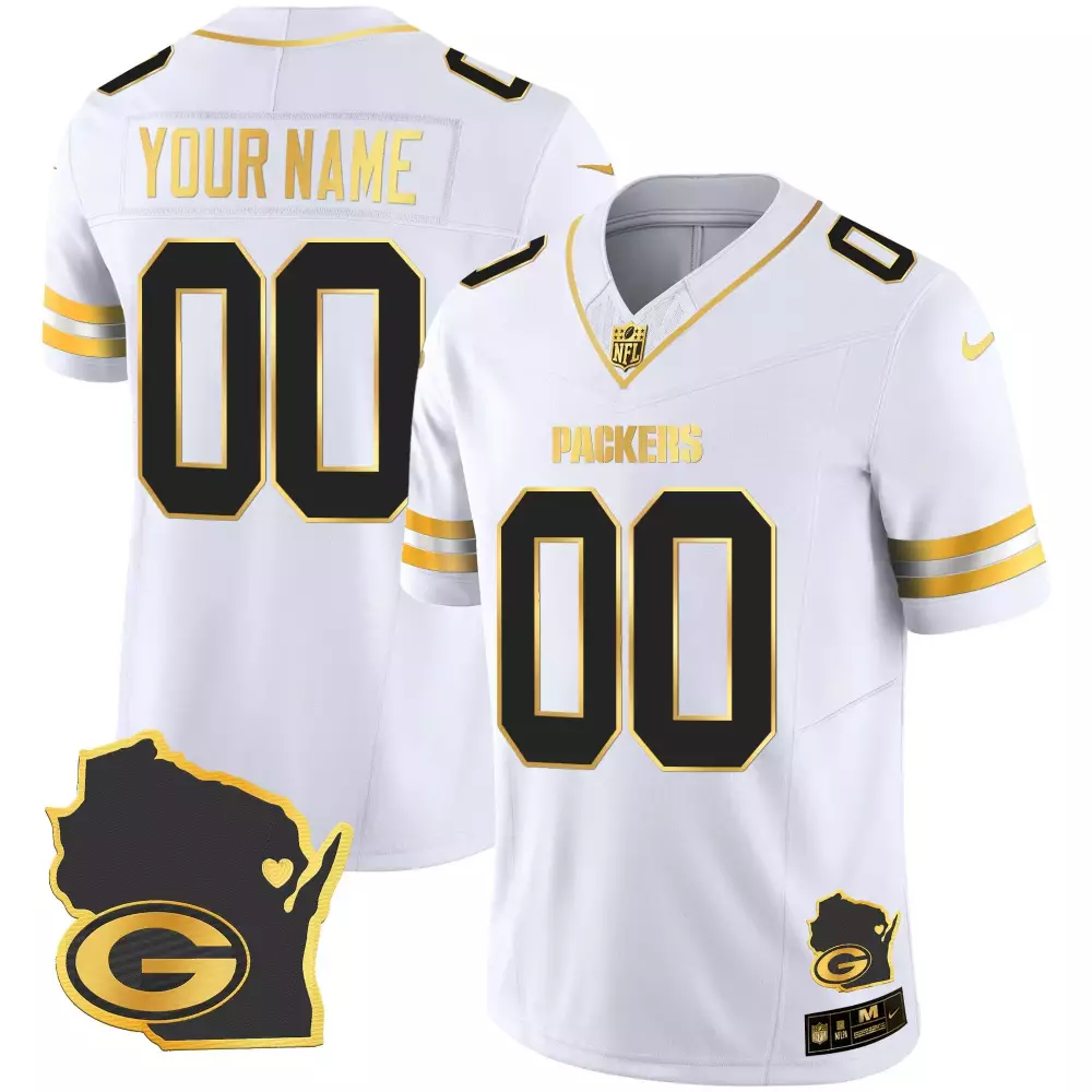 Green Bay Packers Youth Home Patch Gold Vapor Jersey | Stitched Custom Design | Fan Gear | For Men, Women & Youth