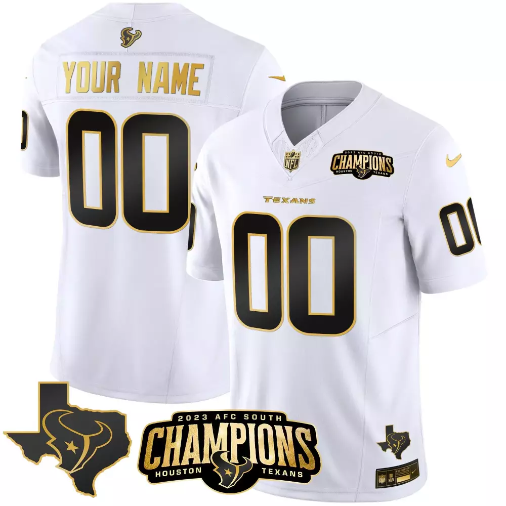 white gold men houston texans gold vapor limited custom jersey all stitched